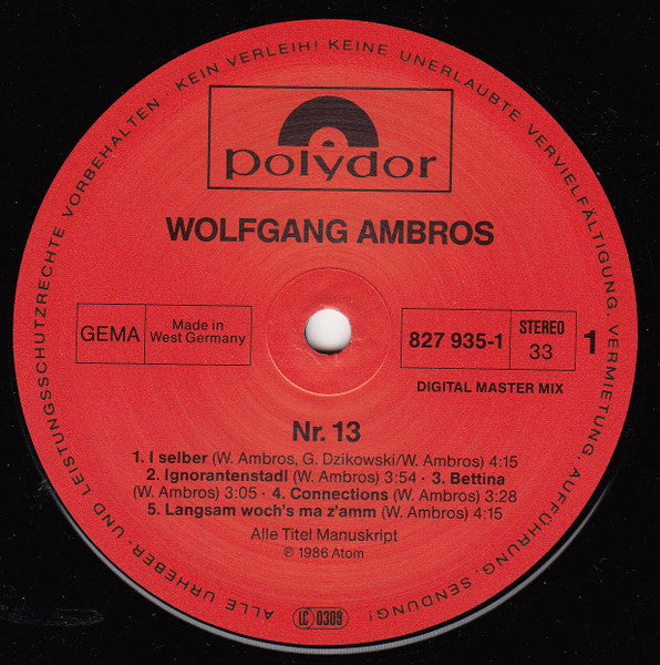 W. Ambros*, № 1* : No.13 (LP, Album)