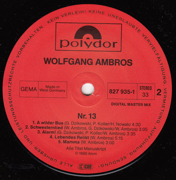 W. Ambros*, № 1* : No.13 (LP, Album)