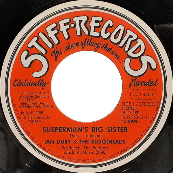 Ian Dury And The Blockheads : Sueperman's Big Sister (7", Single)