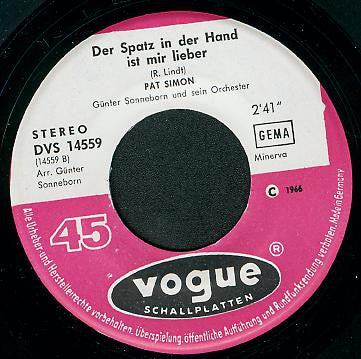 Pat Simon : Komplimente / Der Spatz In Der Hand (7", Single)