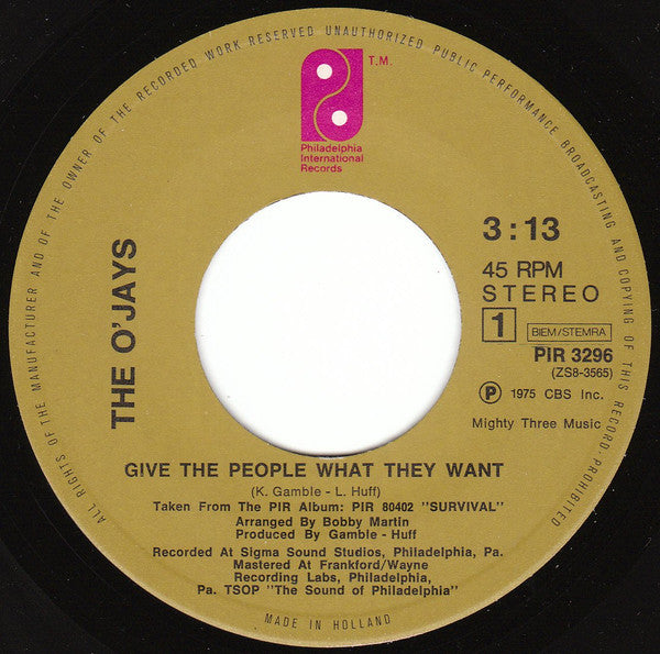 The O'Jays : Give The People What They Want (7")