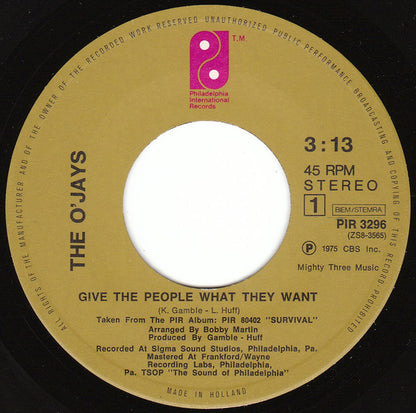 The O'Jays : Give The People What They Want (7")