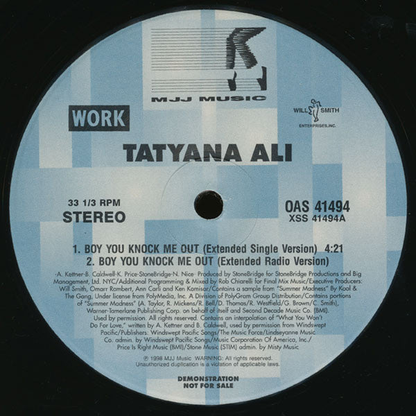 Tatyana Ali : Boy You Knock Me Out (12", Promo)