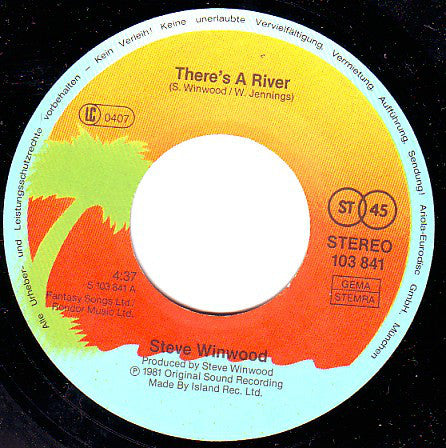Steve Winwood : There's A River (7", Single)