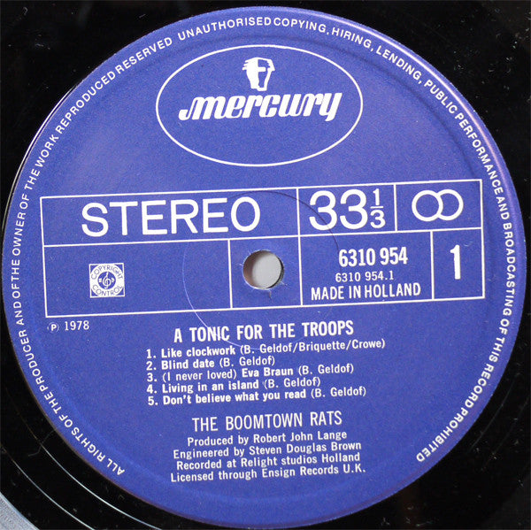The Boomtown Rats : A Tonic For The Troops (LP, Album)