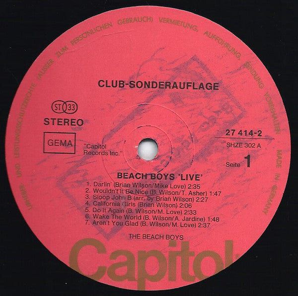 The Beach Boys : Live (LP, Album, Club, RE)