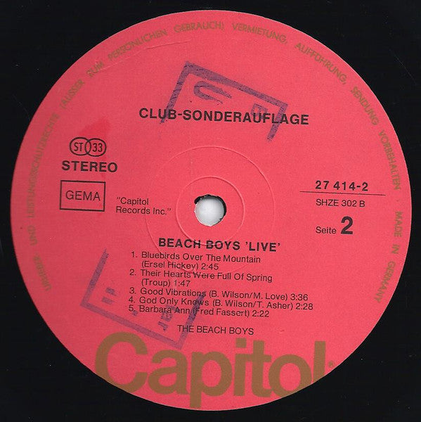 The Beach Boys : Live (LP, Album, Club, RE)