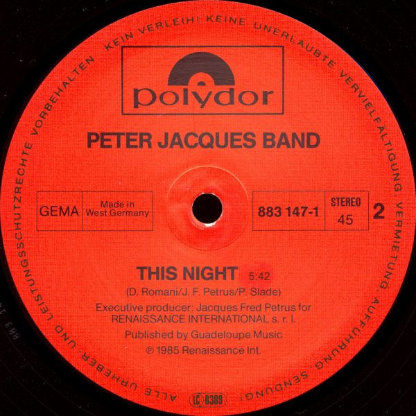 Peter Jacques Band : Going Dancin' Down The Street (12", Maxi)