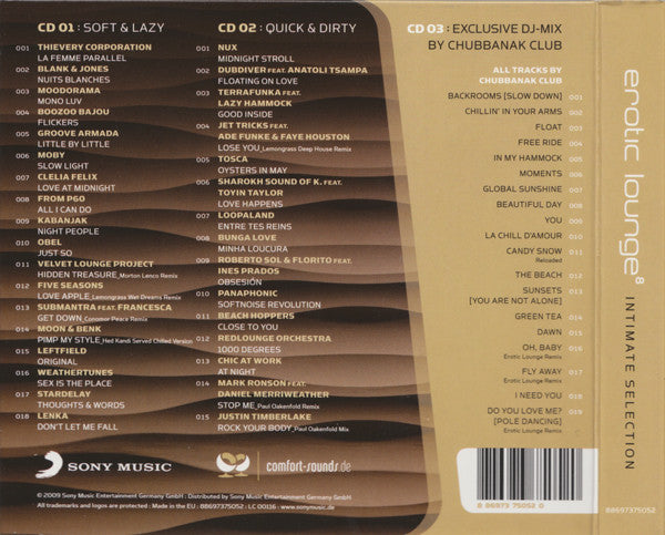 Various : Erotic Lounge 8 (Intimate Selection) (2xCD, Comp + CD, Comp, Mixed)