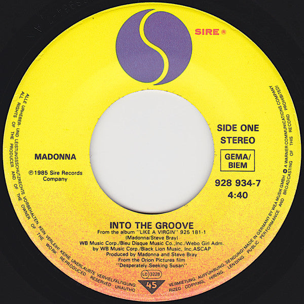 Madonna : Into The Groove (7", Single)