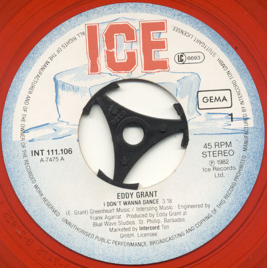 Eddy Grant : I Don't Wanna Dance (7", Single, Red)