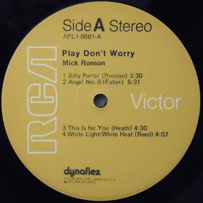 Mick Ronson : Play Don't Worry (LP, Album, Ind)
