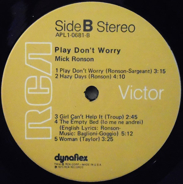 Mick Ronson : Play Don't Worry (LP, Album, Ind)