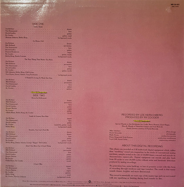 Ry Cooder : Bop Till You Drop (LP, Album, Dur)