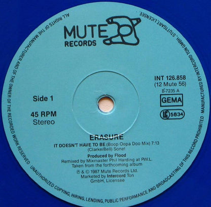 Erasure : It Doesn't Have To Be (12", Maxi, Blu)