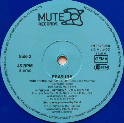 Erasure : It Doesn't Have To Be (12", Maxi, Blu)