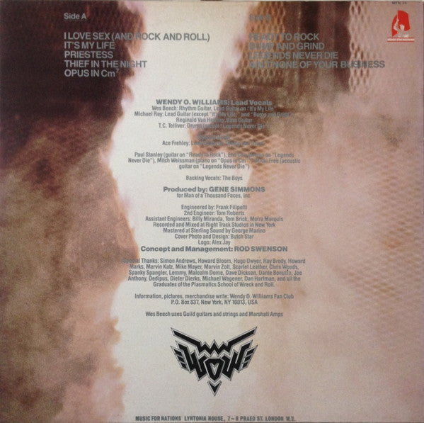 Wendy O. Williams : WOW (LP, Album)