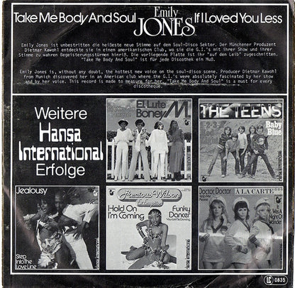 Emily Jones : Take Me Body And Soul (7")