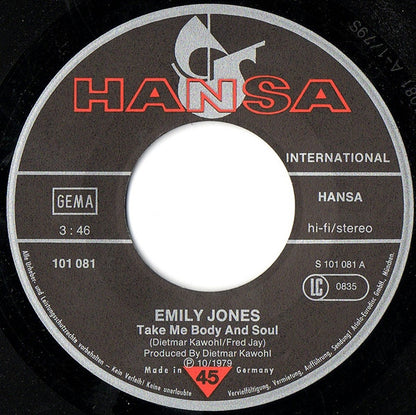 Emily Jones : Take Me Body And Soul (7")