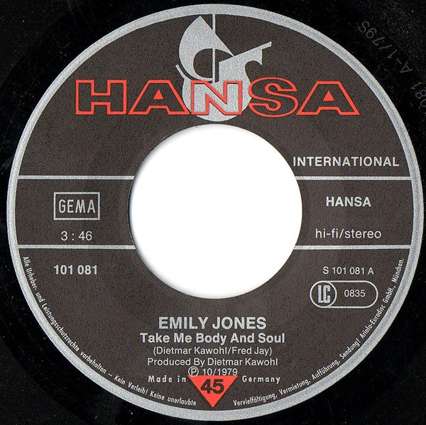 Emily Jones : Take Me Body And Soul (7")