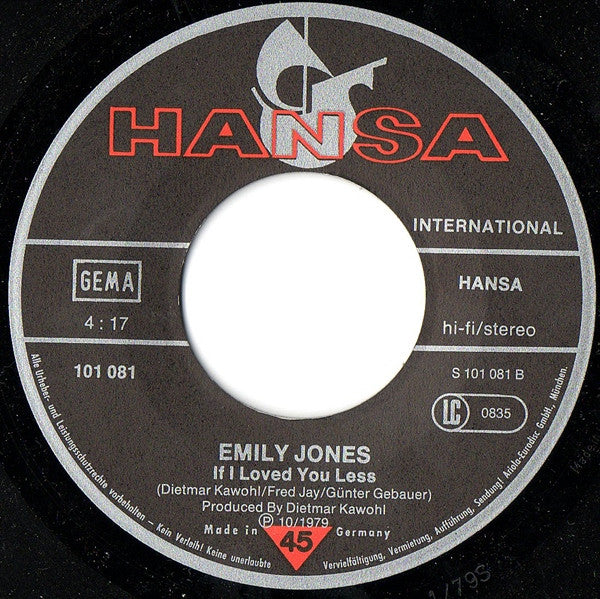 Emily Jones : Take Me Body And Soul (7")