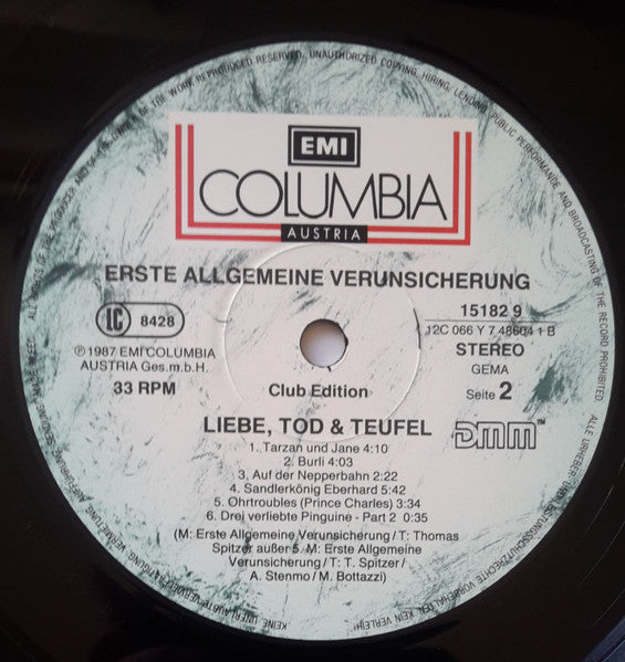 EAV (Erste Allgemeine Verunsicherung) : Liebe, Tod & Teufel (Teil 1) (LP, Album, Club)