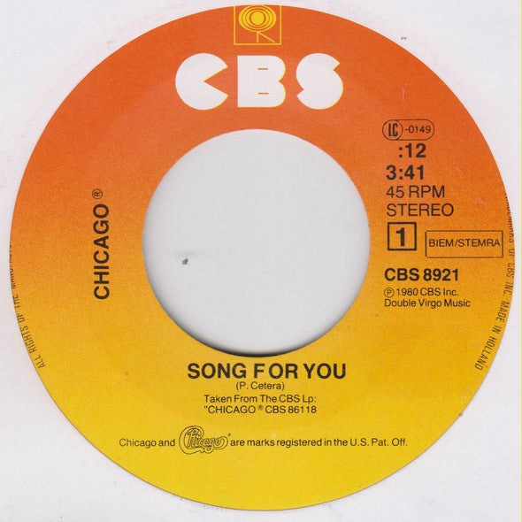 Chicago (2) : Song For You (7", Single)
