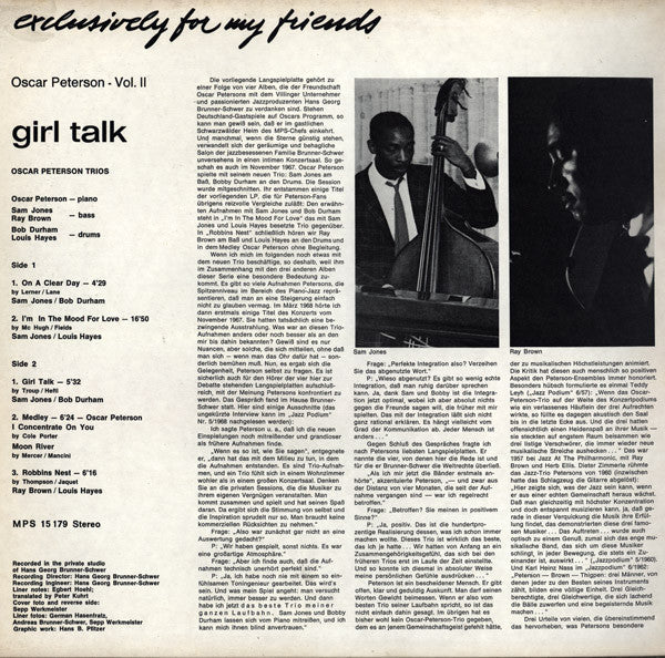 Oscar Peterson : Girl Talk (LP, Album)