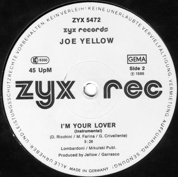 Joe Yellow : I'm Your Lover (12", Maxi)