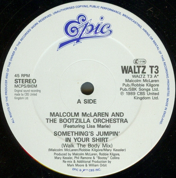 Lisa Marie With Malcolm McLaren & The Bootzilla Orchestra* : Something's Jumpin' In Your Shirt (12", Single)