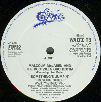 Lisa Marie With Malcolm McLaren & The Bootzilla Orchestra* : Something's Jumpin' In Your Shirt (12", Single)