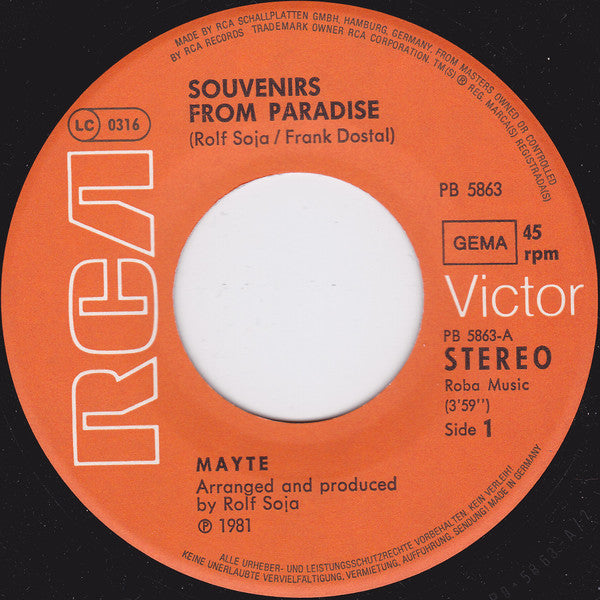 Mayte* : Souvenirs From Paradise (7", Single)