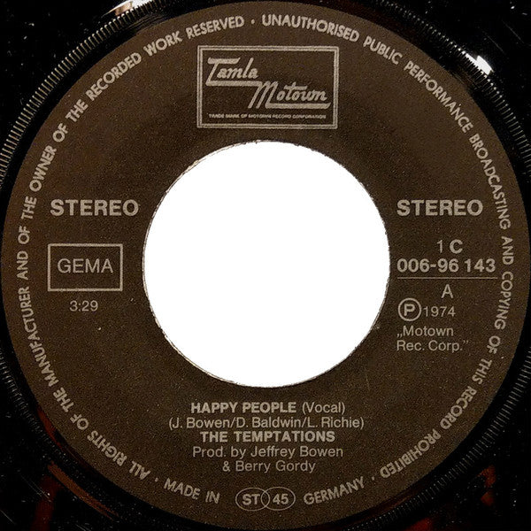 The Temptations : Happy People (7", Single)