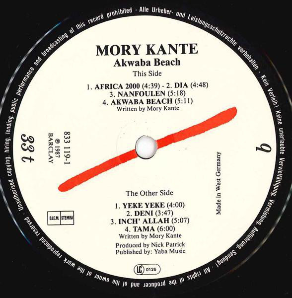 Mory Kante* : Akwaba Beach (LP, Album)