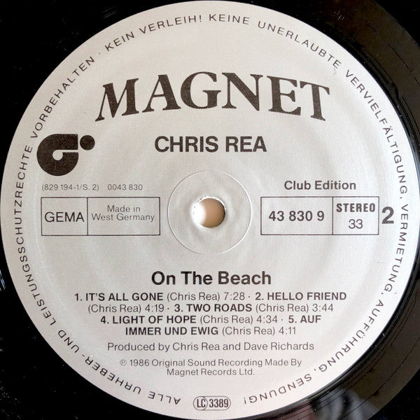 Chris Rea : On The Beach (LP, Album, Clu)