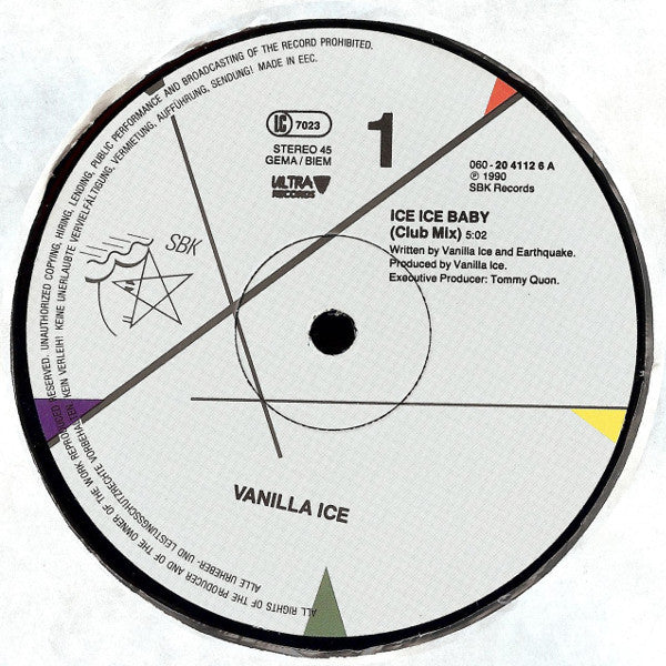 Vanilla Ice : Ice Ice Baby (12", Maxi)