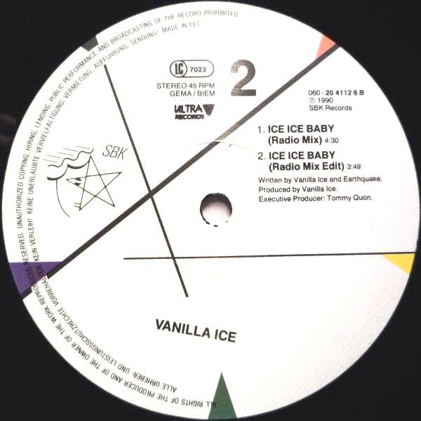 Vanilla Ice : Ice Ice Baby (12", Maxi)