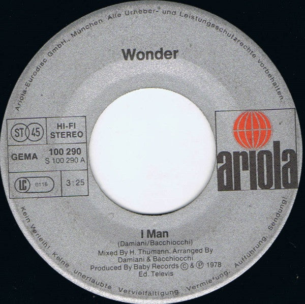 Wonder (3) : I Man (7", Single)