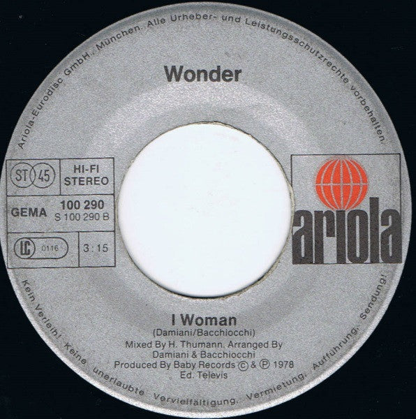 Wonder (3) : I Man (7", Single)