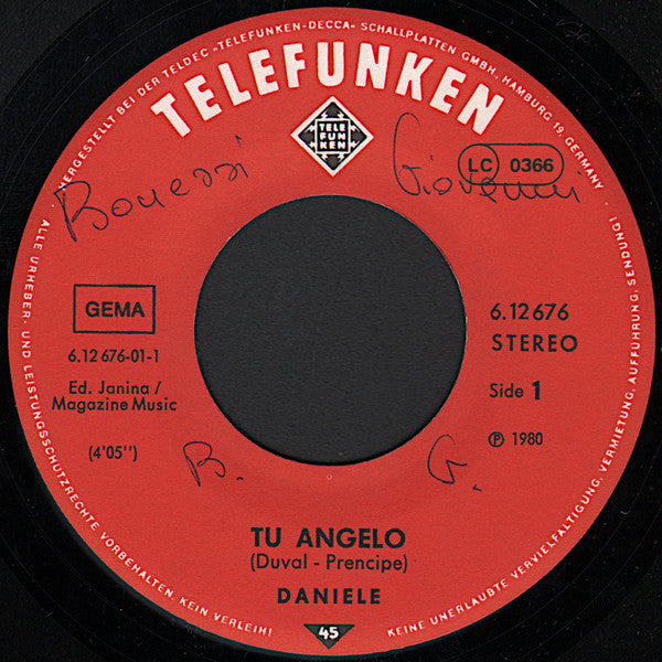 Daniele* : Tu Angelo (7", Single)