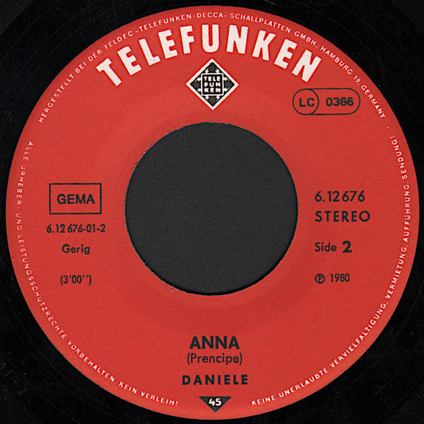 Daniele* : Tu Angelo (7", Single)