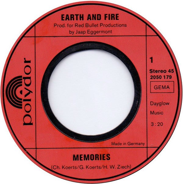 Earth And Fire : Memories (7", Single)