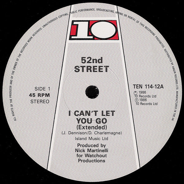 52nd Street : I Can't Let You Go (12")