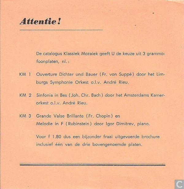 Limburgs Symfonie Orkest o.l.v.  André Rieu (2) : Ouverture "Dichter Und Bauer" (7", Single)