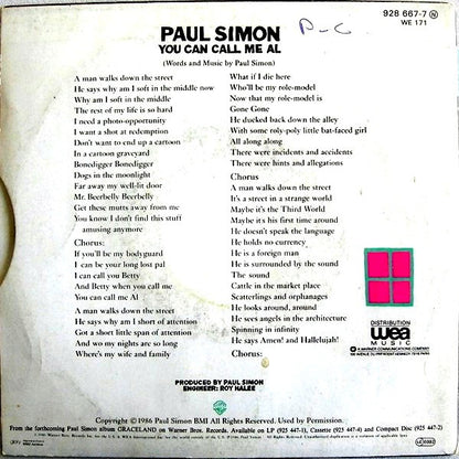 Paul Simon : You Can Call Me Al (7", Single)