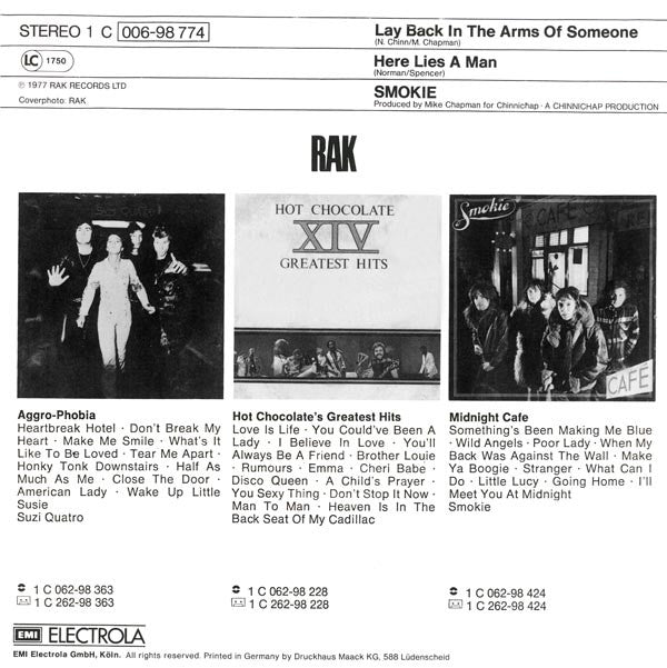 Smokie : Lay Back In The Arms Of Someone (7", Single, Tel)