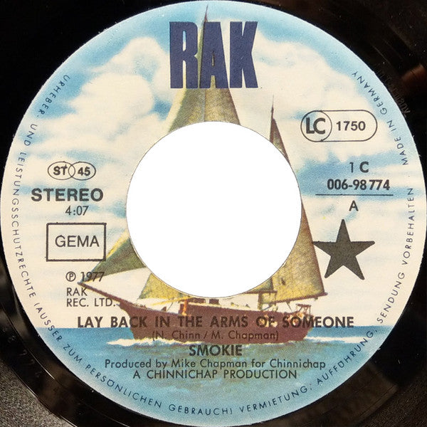 Smokie : Lay Back In The Arms Of Someone (7", Single, Tel)
