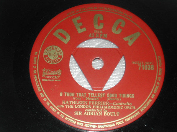 Kathleen Ferrier With London Philharmonic Orchestra Conducted By Sir Adrian Boult : O Thou That Tellest Good Tidings / Return, O God Of Hosts (7")