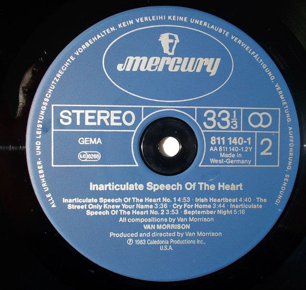 Van Morrison : Inarticulate Speech Of The Heart (LP, Album)