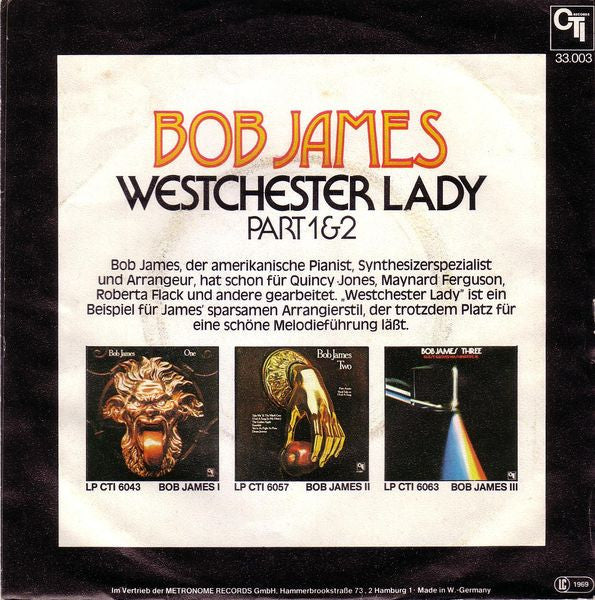 Bob James : Westchester Lady (7")